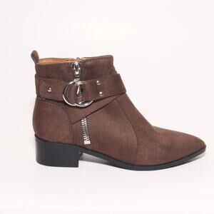 Nine West Ankle Boots Size 6M Faux Suede Side zipper Block Heel